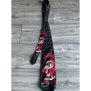 Men’s Vintage 1996 Silk Looney Tunes Taz Santa clause Tie